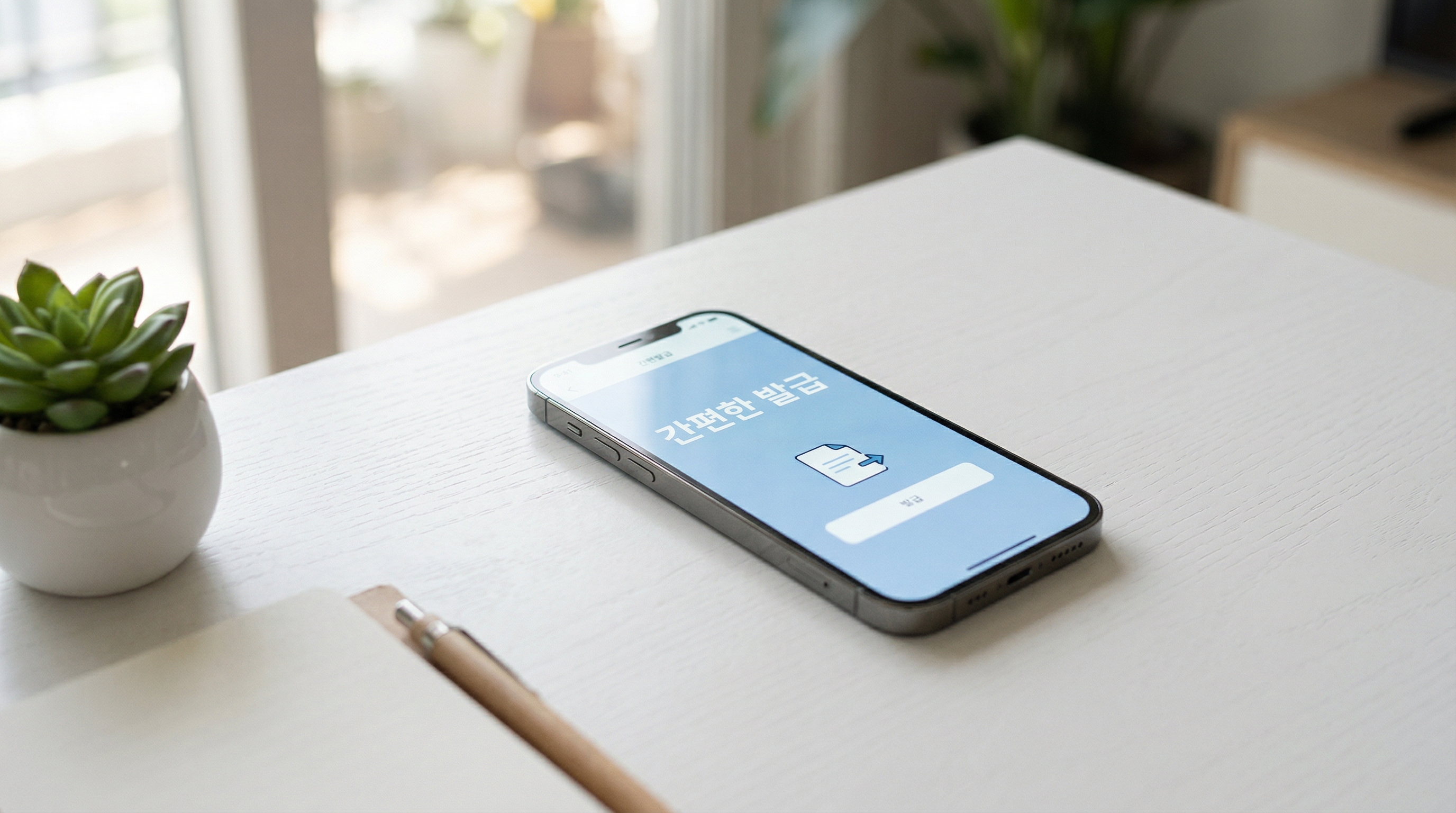 스마트폰으로 간편하게 발급 신청하는 모습